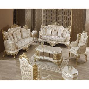 Royal Carved Solid Teak Wood Living Room <b>Sofa</b> Set Royal Look Black <b>Gold</b> Polished Living Room Furniture Set Royal Villas <b>Sofa</b> Set - Product Image 1