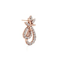 Boucles d'oreilles pendantes en or jaune/blanc et or rose 14 carats avec motif feuille et diamants de laboratoire certifiés IGI pour femme