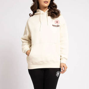 Sweat à capuche court et ajusté relax vêtements de sport vente en gros de sweats à capuche en coton premium pour femmes avec logo avant personnalisé - Product Image 1
