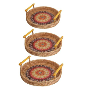 Plateau en rotin dernier modèle avec poignée en corde, parfait pour le service des aliments et la vaisselle. - Product Image 6