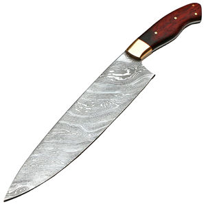 Cuchillo de Chef de acero de Damasco hecho a mano, duradero, mango de madera, apto para lavavajillas, borde afilado de alta calidad, opciones personalizadas, Pakistán - Product Image 1