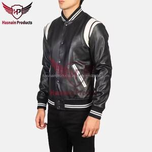 แจ็กเก็ตหนังบอมเบอร์สำหรับผู้ชายดีไซน์สุดเท่พร้อมหนังแท้และขนแกะสำหรับฤดูหนาว - Product Image 2