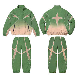 Wholesale Custom Track Suit for Men's Men Zip up Polyester 2 Piece Set Windbreaker Stacked Pants and Sweatshirt Nylon Tracksuit - Product Image 3