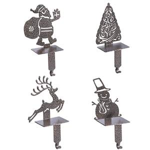 Soportes de calcetín de Navidad para manto Juego de 4, perchas de calcetín ponderadas para ganchos de calcetín de repisa para decoración de Navidad (Plata) - Product Image 6