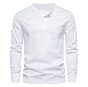 Camiseta de Manga Larga con Cuello de Botones para Hombre, Diseño Liso, Lino/Algodón, Transpirable y Ecológica, de Secado Rápido, Personalizable - Product Image 5