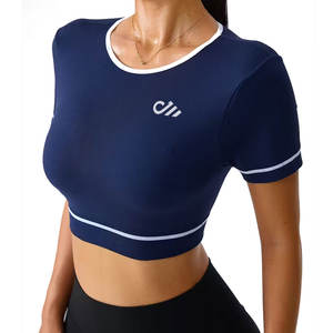 Nueva moda de manga corta Crop Top mujeres Dance Crop Top algodón mujeres moda Casual manga corta Crop Top - Product Image 1