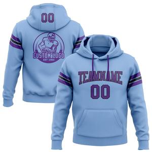 Custom Stitched Light Blue Purple-Black Football Pullover Sudadera con capucha - Product Image 1