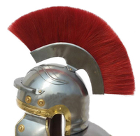 Casque de centurion romain médiéval avec armure d'artisanat en métal panache rouge pour le bureau et la décoration intérieure Costume de jeu de rôle viking