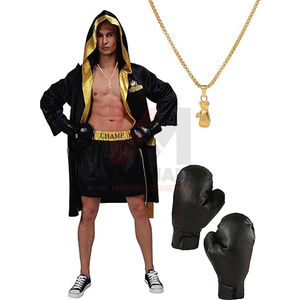 Disfraz de Boxeador para Hombre Adulto, Traje de Campeón Mundial de Peso Pesado con Bata, Pantalones Cortos, Guantes y Collar, Conjunto Completo - Product Image 6