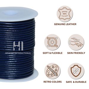 Cordón de cuero de vaca genuino azul de 2mm para cordón de cuentas, trenzado anudado, collar de macramé DIY, cordones para zapatos, componentes de joyería - Product Image 2