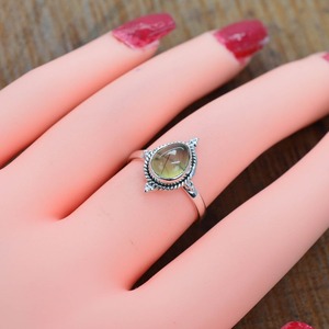Anillo de diseñador de pera con piedras preciosas de Prehnita verde de Plata de Ley 925, joyería de piedra natal de junio para amigas, regalo de fiesta perfecto - Product Image 3