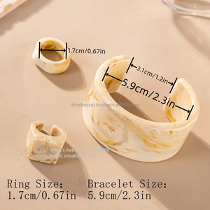Handmade Fashion Jewelry Resin Bangle <b>Set</b> with Finger Ring Modern Resin Bangle <b>for</b> <b>Girls</b> Wedding Jewelry Resin Bracelet - Product Image 3