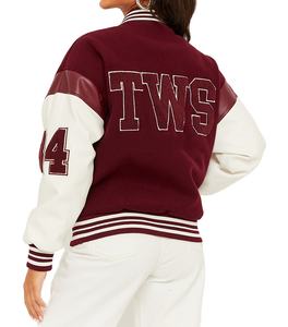 Veste de baseball personnalisée avec manches en cuir, vestes universitaires pour femmes, veste de baseball en laine d'hiver - Product Image 2