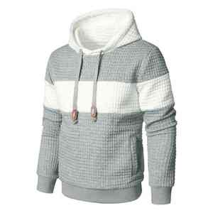 Nueva llegada Unisex personalizado Color bloque Waffle Knit sudaderas con capucha última moda hombres empalme colores térmico marca 2xl 100% algodón - Product Image 1