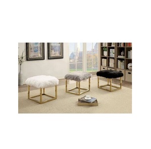 เก้าอี้บาร์ออตโตมันแบบโบราณพร้อมท็อปกำมะหยี่สีดำพร้อมแท่นวางแป้งมินิ - Product Image 4