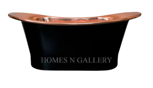 Bañera de baño de hierro fundido de metal con falda de cobre cepillado Tinas de baño independientes de lujo - Product Image 3