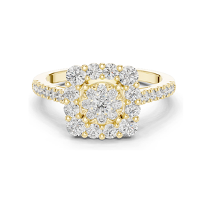 แหวนเพชรคลัสเตอร์ 0.874 กะรัต สำหรับผู้หญิง ความใส VVS-VS EF ทอง 18KT, 14KT, 10KT และเงิน 925  ทองชมพู, ทองเหลือง, ทองขาว - Product Image 1