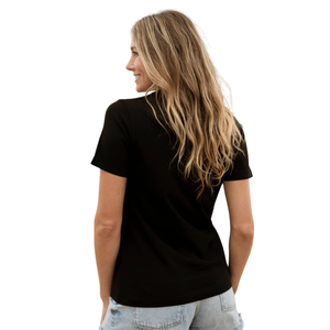 <b>Women</b> Black Short Sleeve Crew Neck <b>T</b> <b>Shirt</b> 100% Luxury Organic Cotton Pre Shrunk GOTS Certified Premium Soft Classic Fit Tee - Product Image 6