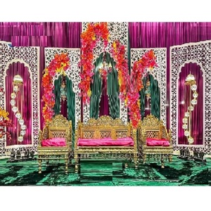 Paneles Metálicos Decorativos Estilo Mehrab para Escenario de Boda Musulmana, Paneles de Arco Cortados con Láser Coloridos para Escenario de Boda, Metal, Alemania - Product Image 1
