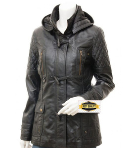 Blouson de moto en cuir véritable d'agneau bordeaux de qualité supérieure, personnalisable avec capuche en toile, respirant et teint uni - Product Image 4