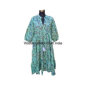 ชุดเดรส himanshi ผ้าฝ้าย100% มีสไตล์สำหรับผู้หญิงชุดปาร์ตี้ MIDI สวมใส่สบายทำมือสไตล์อินเดีย - Product Image 1