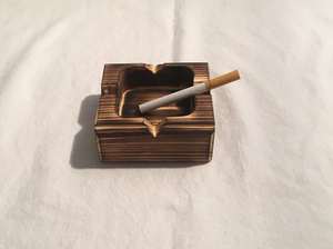 Classic Style Wooden <b>Ashtray</b> | Hand Polished Solid Natural Wood Smoking Ash Tray | Reusable Cigarette <b>Ashtray</b> for Home, - Product Image 2