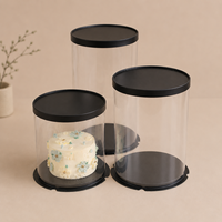 Boîtes à gâteaux de 4/6/8/10 pouces avec couvercle en PET haute transparence et base en carton blanc épaissi pour gâteaux, cadeaux, poupées et présentations