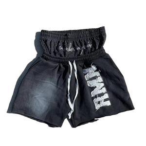 Pantalones cortos de sudor de cintura doble lavados con ácido personalizados para hombre, ropa de calle con estampado bordado desgastado, bolsillos rápidos de felpa francesa de peso pesado - Product Image 5