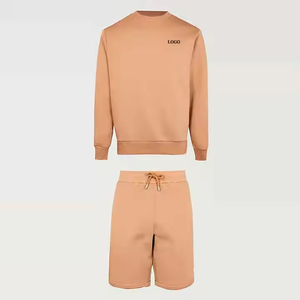 ชุดลำลองสองชิ้นสำหรับผู้ชาย พิมพ์โลโก้ส่วนตัวได้ คุณภาพสูง เสื้อยืดและกางเกงขาสั้นผ้าฝ้าย 100% สำหรับออกกำลังกาย - Product Image 3