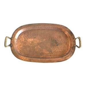 Plateau de service en métal doré poli vintage créé pour la décoration spirituelle de présentation de nourriture de cérémonie ou le style d'événement culturel - Product Image 2