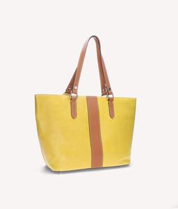 Sac fourre-tout vintage en cuir jaune pour femme, grand sac à bandoulière, motif bonbon, sac de travail, sac de voyage, sacoche en cuir véritable - Product Image 4