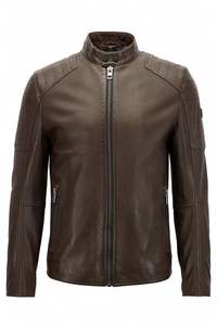 Chaqueta de Motociclista de Piel de Oveja Auténtica al por Mayor 2025 para Hombre, con Cremallera, Forro Acolchado, Cuello Alto, Chaquetas de Cuero Genuino Personalizadas OEM - Product Image 5