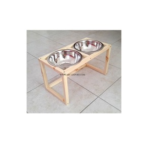 Comedero Resistente al Agua para Mascotas, Comedero para Exteriores, Hogar y Jardín, Comedero de Metal y Madera para Perros y Gatos - Product Image 1