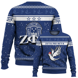 ZPhiB 1920 Zeta Phi Beta azul blanco suéter hermandad de punto Chenille letras vida griega Divine Nine ropa Premium - Product Image 6