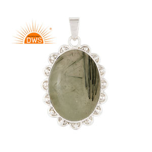 Custom Jewelry Manufacturer Latest Trending Sterling Silver Natural Prehnite Gemstone <b>Pendant</b> <b>Necklaces</b> 925 Silver Trendy Round - Product Image 1