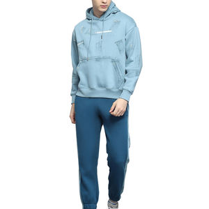 Conjunto de chándal de lana personalizado para hombre al por mayor, Sudadera con capucha y pantalones de chándal para correr, Colección estampada de invierno - Product Image 1