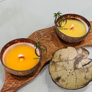 เทียนเปลือกมะพร้าวขี้ผึ้งธรรมชาติชามกะลามะพร้าวแบบแฮนด์เมดเทียน COCO แบบเวียดนามมีกลิ่นหอม - Product Image 2