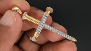 จี้เพชรทรงกากบาท เพชรธรรมชาติทรงกลมสีขาว ทอง 10k/14k/18k สีเหลือง/ขาว/โรสโกลด์ จี้และชาร์ม - Product Image 6