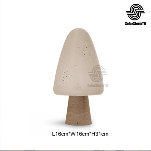 Lampe de table champignon moderne éclairage de chambre lampe de table en bois cadeau mignon pour sa lampe blanche et brunâtre - Product Image 3