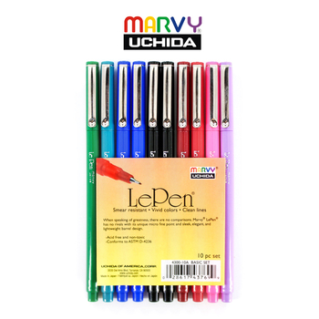 Marvy 4300 Penna A Micro Punta Fine 10 Pezzi - Inchiostro Impermeabile, Acid-Free, Non Tossica - Colori Assortiti Per Disegno E Scrapbooking