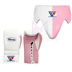 Guantes de Boxeo Profesionales de Piel Auténtica, Color Rosa y Blanco, para Entrenamiento, Equipo de Boxeo Personalizado Winning, Nuevo - Product Image 4