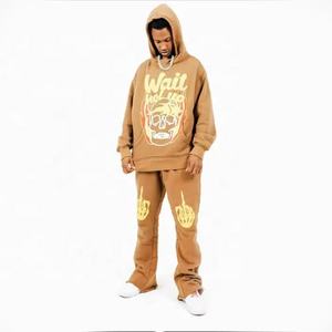 Conjunto de Sudadera con Capucha y Pantalones Deportivos de Felpa Gruesa de 450 g/m², Estampado Personalizado de Alta Calidad, Conjunto Deportivo Holgado de Moda para Invierno - Product Image 5