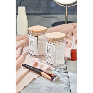 Confezione da 2 confezioni con coperchio in legno batuffolo di cotone e Organizer in cotone 250 ml acrilico in Mica - Product Image 1