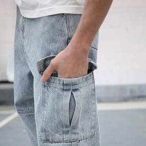 Pantalon en jean surdimensionné décontracté pour homme de haute qualité, surdimensionné, taille haute, vintage, ample, extensible, pantalon en jean surdimensionné - Product Image 4