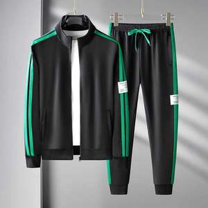 Athleisure-Ropa de gimnasio personalizable para hombre, conjunto deportivo de moda para correr, chaqueta de cuello alto con cremallera y Jogger recto para hombre - Product Image 3