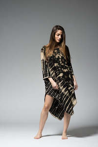 Nouveauté Tie Dye Print femmes caftan col rond 100% tissu rayonne confortable 3/4 manches parole longueur été vêtements de plage naturel - Product Image 4