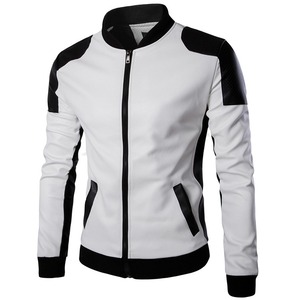 New Customize Factory Wholesale Hot Sale Fashionable Men <b>Black</b> and White Leather Jacket Custom Made Motorcycle Jacket - Product Image 3