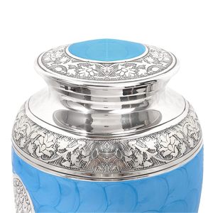 Urne funéraire en aluminium pour cendres Ange bleu avec Meena Memorial Container Pot Pot Urnes funéraires pour adultes Fournitures funéraires - Product Image 2