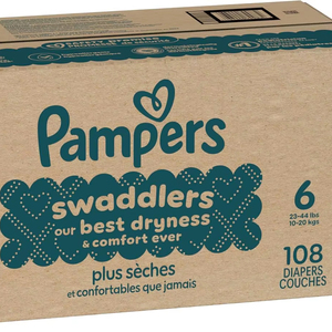 Couches Pampers Swaddlers, taille 6 (23-44 lbs), 108 unités, absorbantes, gardent bébé au sec et confortable, sûres pour la peau, couches jetables pour bébé - Product Image 5