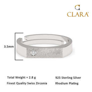 <b>Men's</b> Rhodium-Plated Diamond Cut <b>Ring</b> in Sleek Design-925 Sterling <b>Silver</b> - Product Image 5
